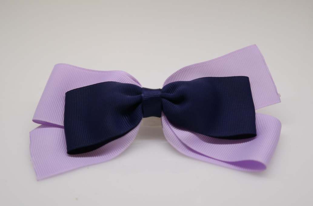 Emma inspired hair Bow with colors  Light Orchid, Navy Blue